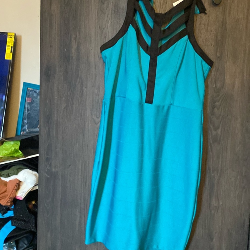 Women size 12-13 brand new Black/ Turquoise dress